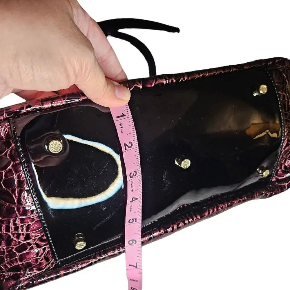 Feimina Leather Handbag Shoulder Strap Crocodile Red With Black and Gold